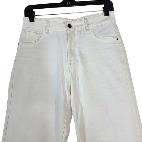 DL1961 Hepburn Wide Leg High Rise Ankle Jeans Eggshell - Picture 5 of 14